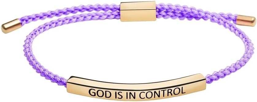 God Is In Control Inspirational Bracelets for Women,Christian Faith Handmade Let