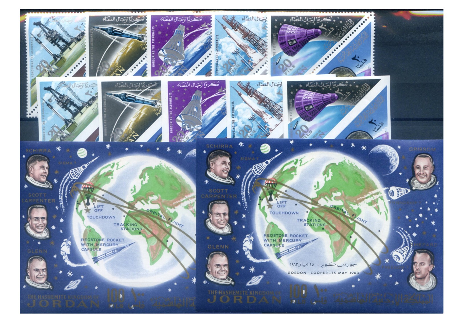 Jordan. Astronautica 1964. 2 sets + 2 sheets.