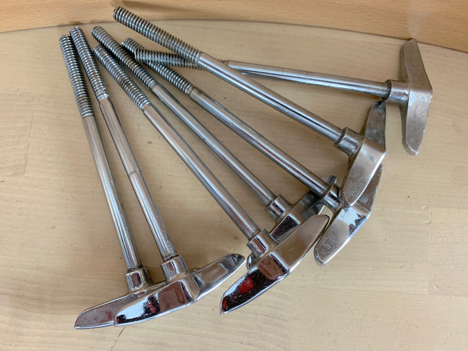 Lot of 7 HOSHINO K KOUGYOU Bass Drum 4-3/8-in TENSION T-ROD Parts 60s Vtg 1/4-20