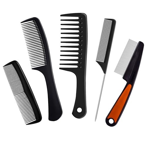 5 Pieces Versatile Combs For Women And Man, Detangler Wide Tooth,Rat Tail,Hair 