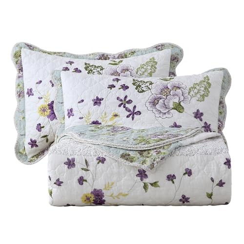  3-Piece Embroidered Quilt Set Oversize Queen Oversize Queen(104"x94") Floral