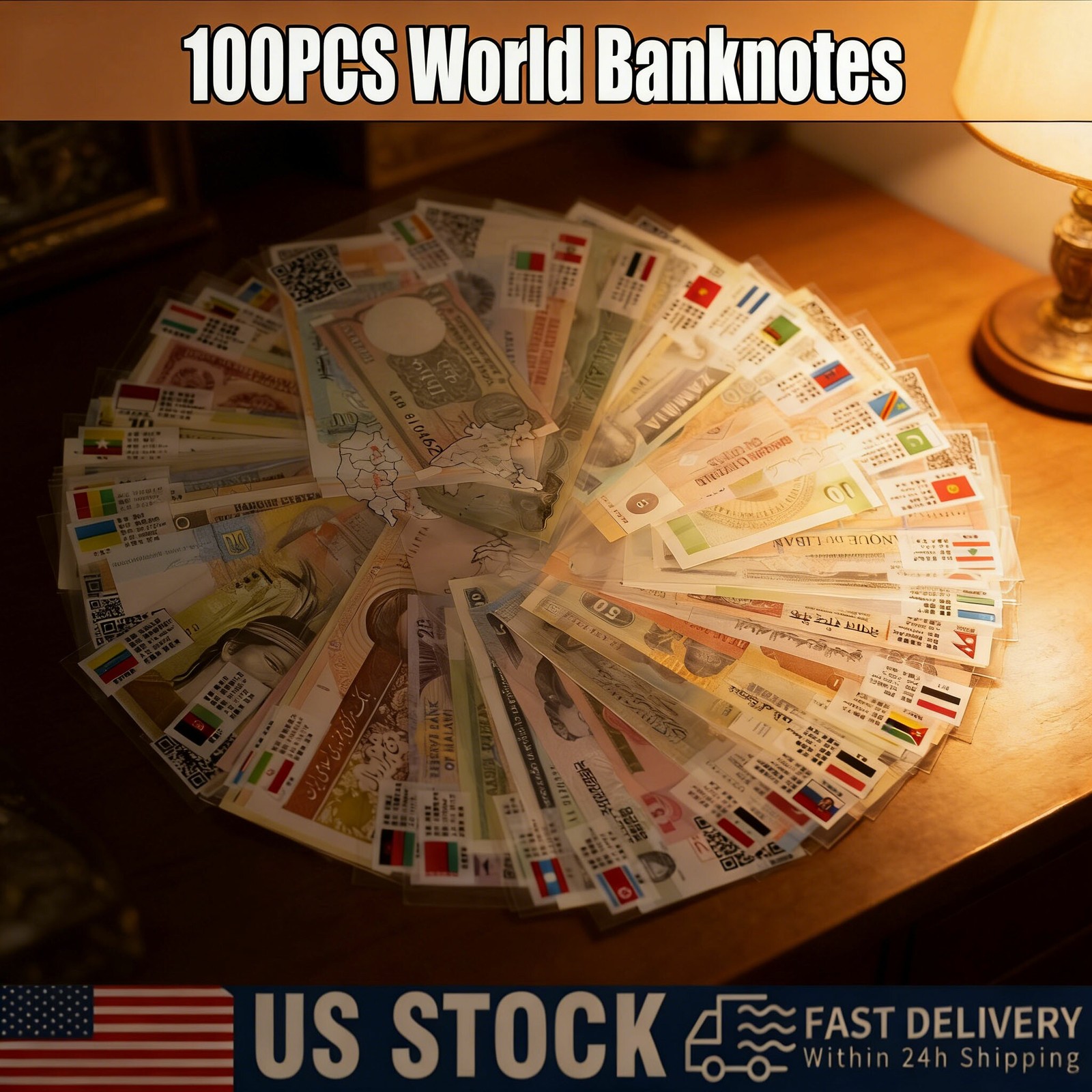 100 Pcs World Currency Lot | Uncirculated Foreign Banknotes W/ Special Bonus