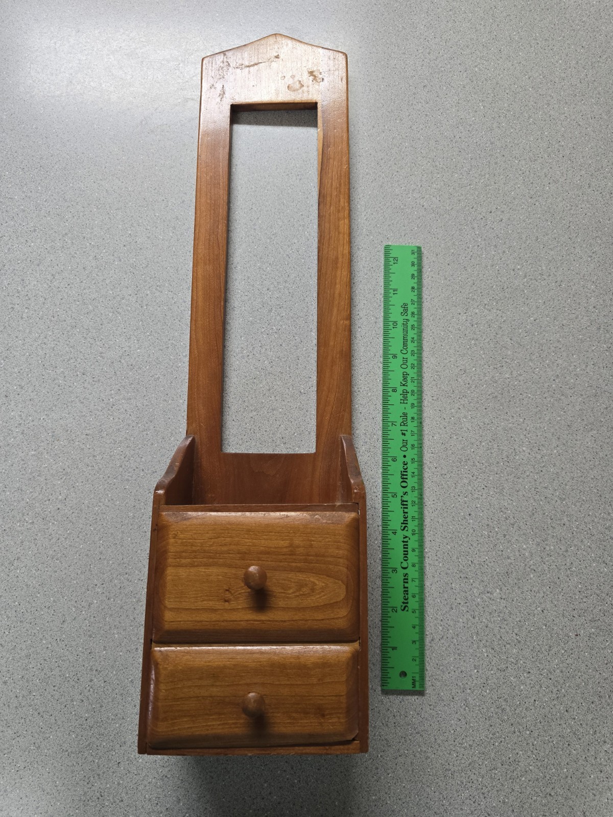 Antique Hanging Wooden Shelf With 2 Small Drawers