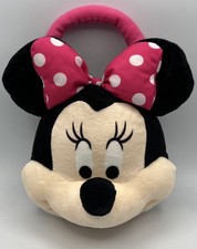 Disney Minnie Mouse Face Plush 9" Handbag Zip Soft Handle Bag