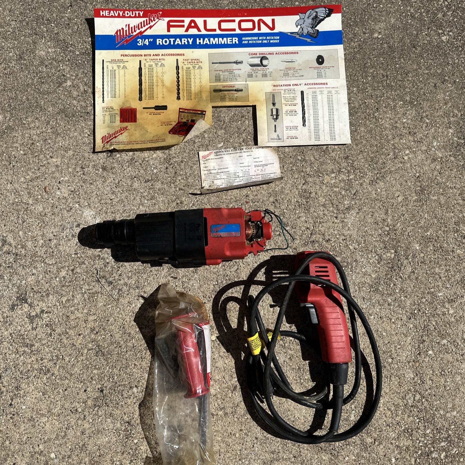 Milwaukee Falcon 3/4” Rotary Corded Electric Hammer Drill 5366-1 For Parts B6