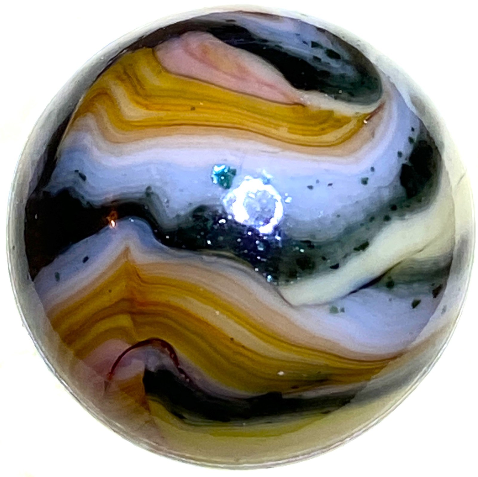 DAS/JABO BLUE/GREEN AVENTURINE & BROWN SWIRLED SHOOTER .71" BOX03/338