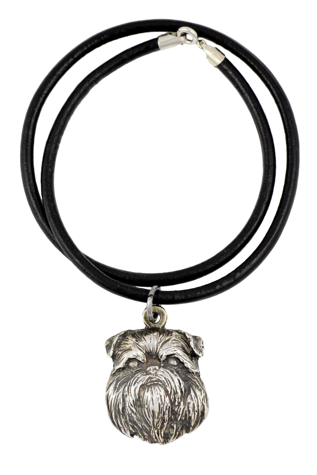 Brussels Griffon - Dog Necklace With Silver-Plated Pendant