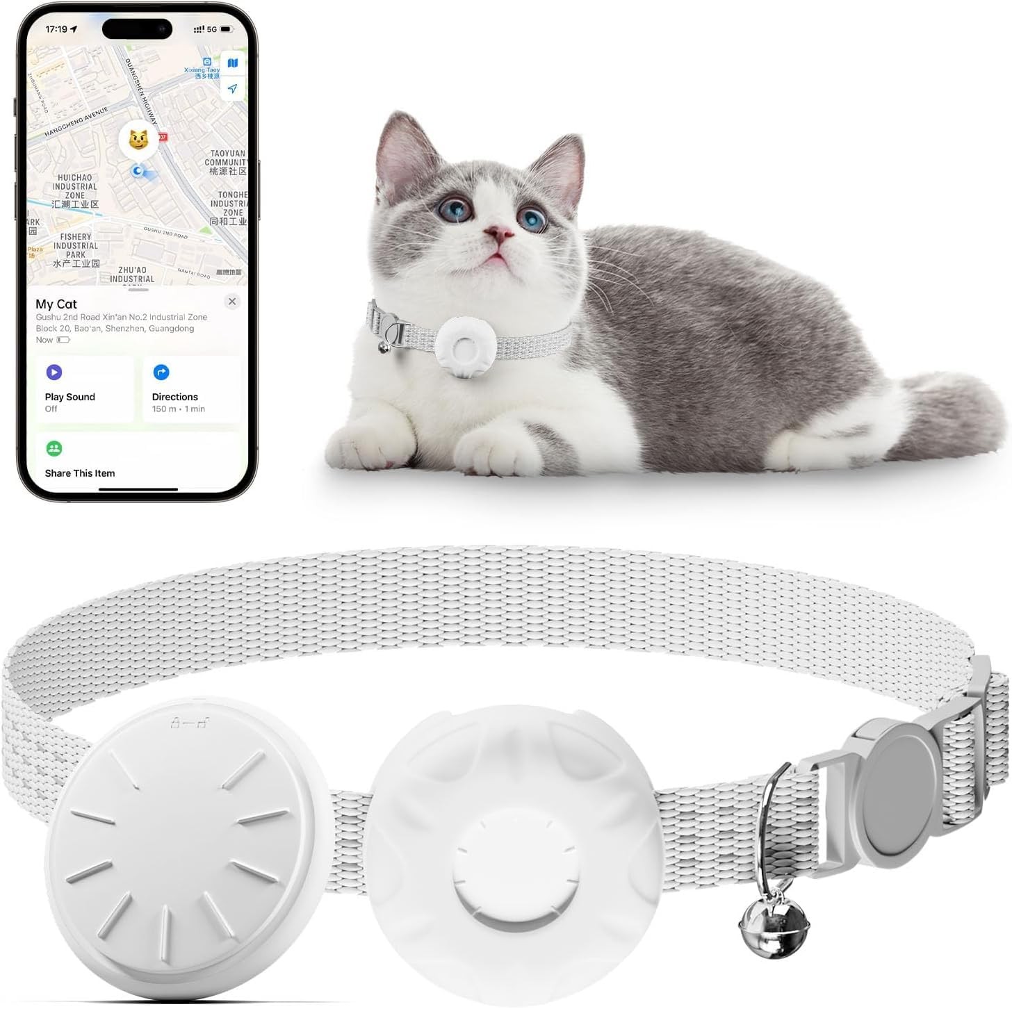 Cat Tracker,Pet Tracker for Cats Compatible with Apple Find My App(Only iOS),...