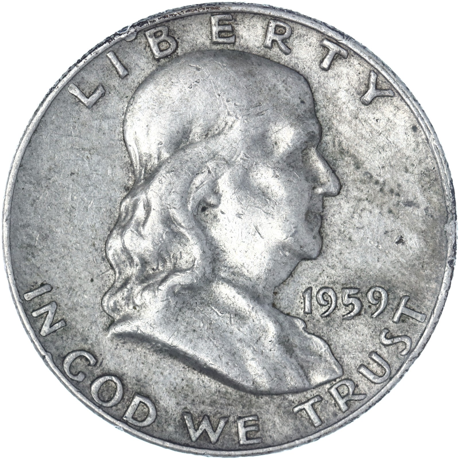 1959 D Franklin Half Dollar Extra Fine 90% Silver See Pics Y525