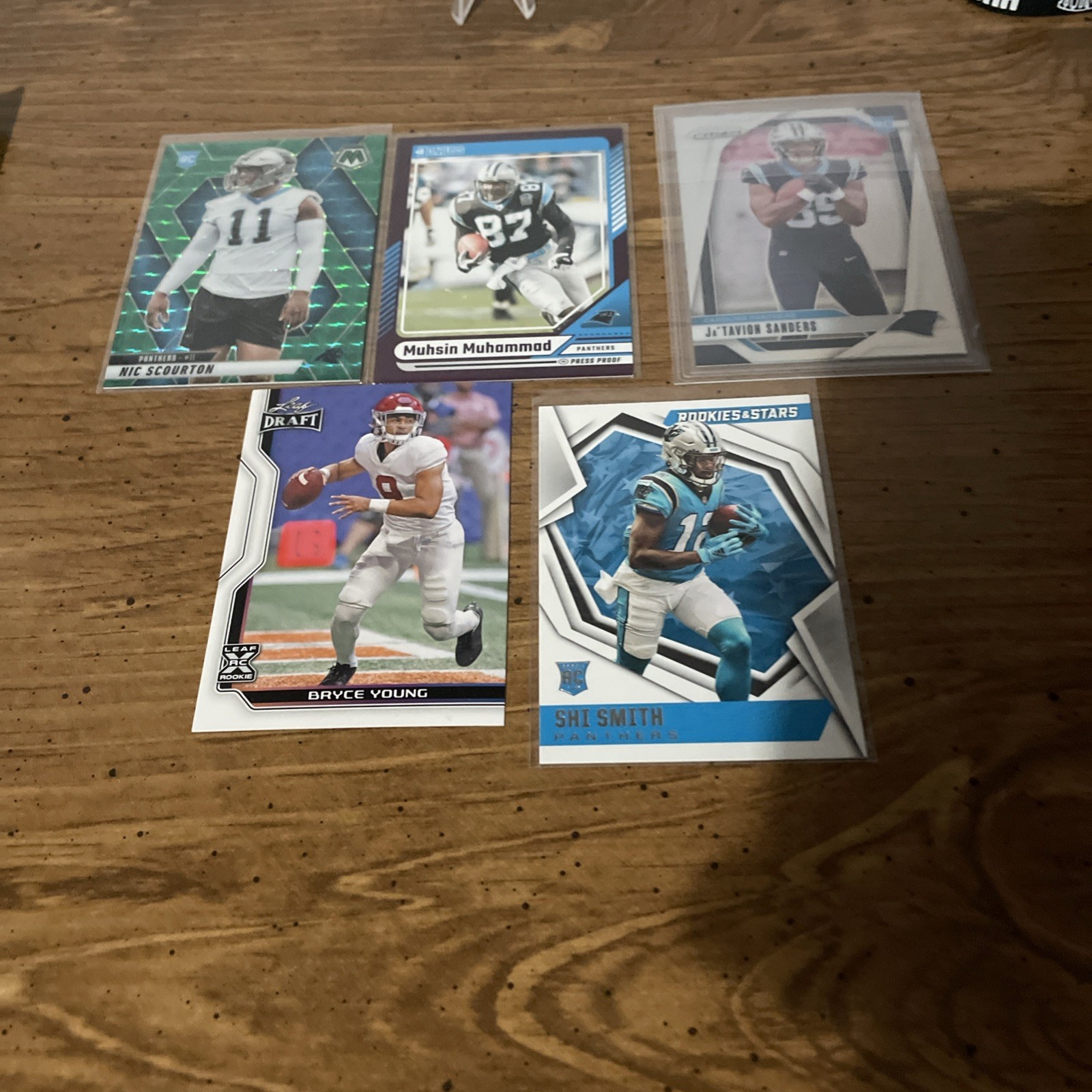Panthers 5 Card Lot RC INSERT PARALLEL Young Scourton Muhammad Good Deal