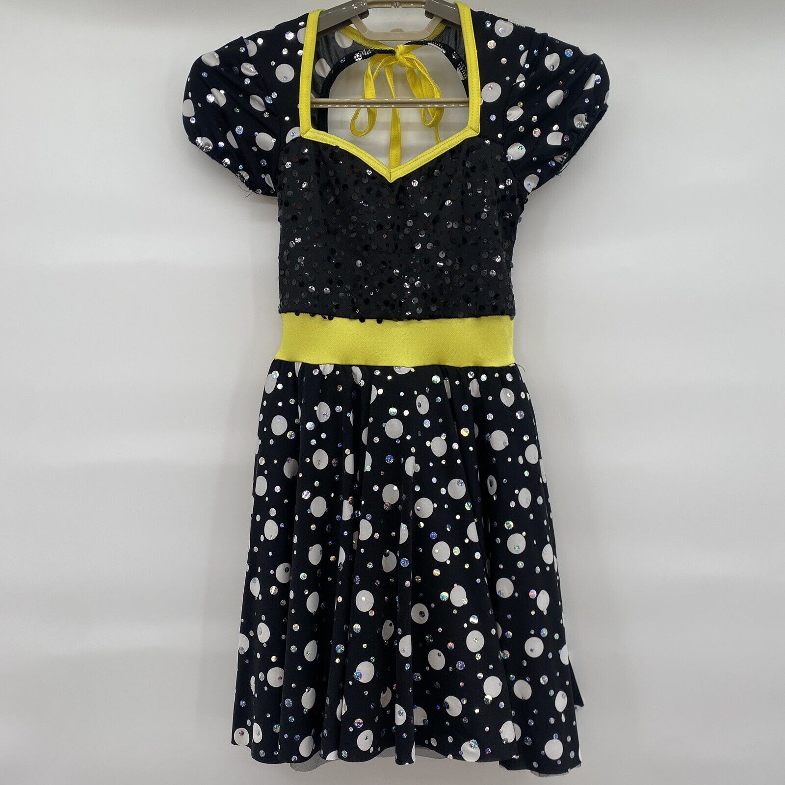 Costume Gallery Dance Costume Black Polka Dot Yellow Hair Bow Med Child