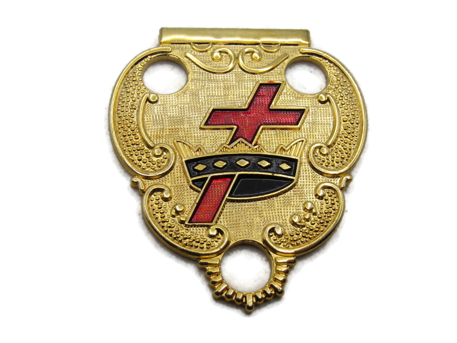 Crown & Red Cross Decorative Charm Gold Tone