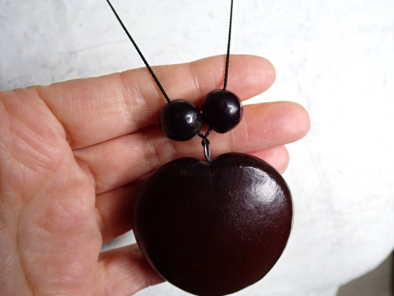 Amazonian Jungle Seed Pendant Necklace large flat Seed