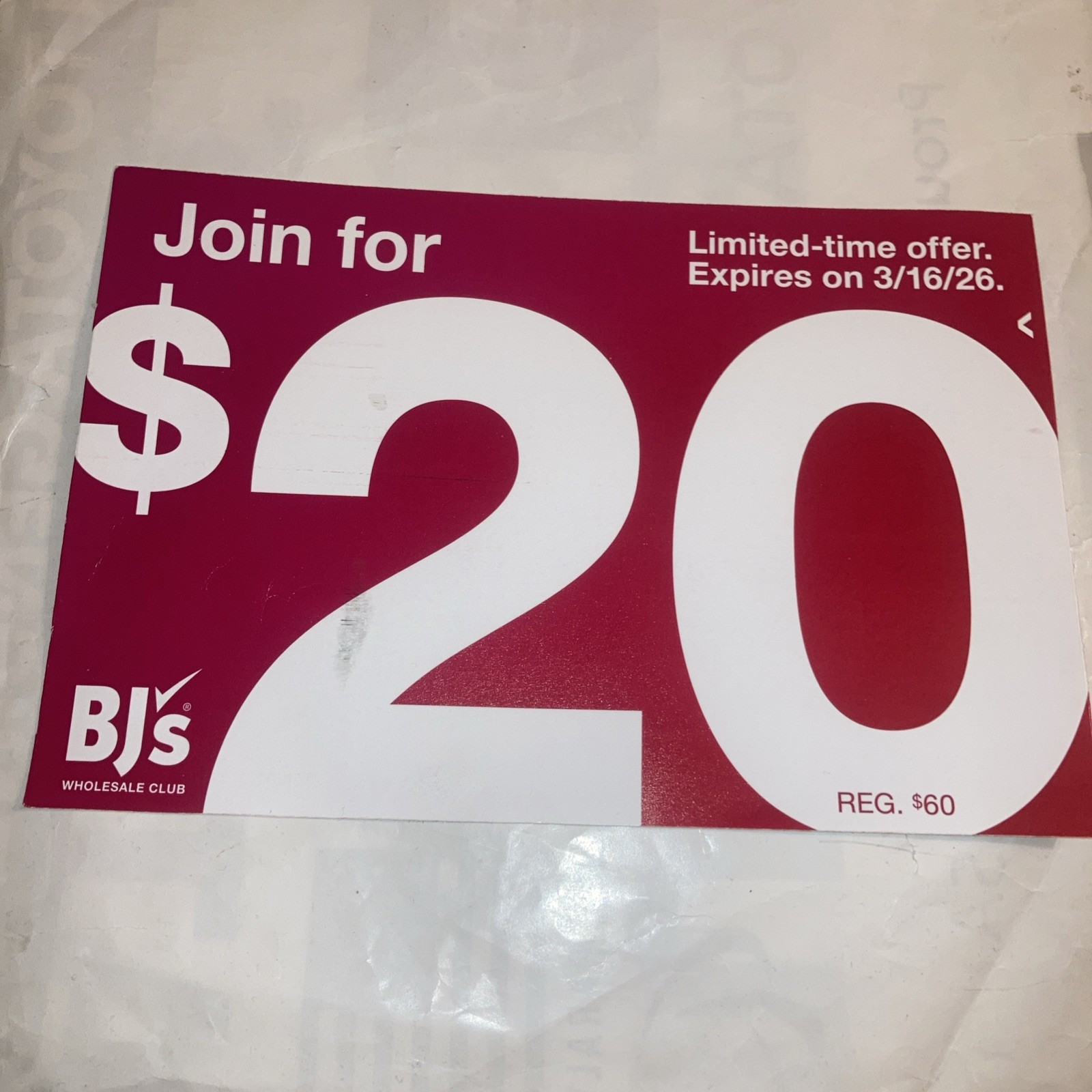 BJ’s club membership coupon up to $40 Off