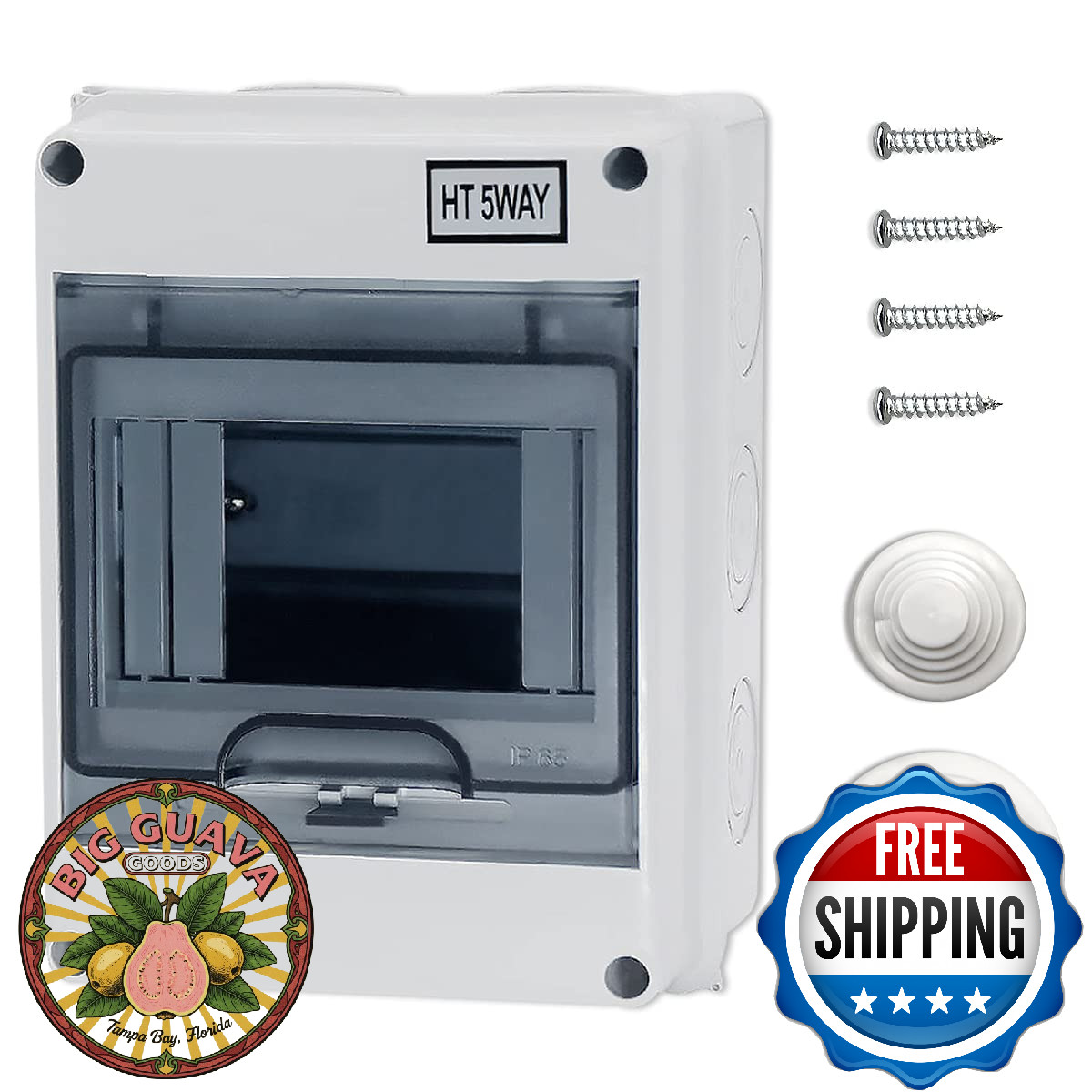 IP65 ABS Transparent Cover Electrical Box 5 Way Waterproof Distribution Junction