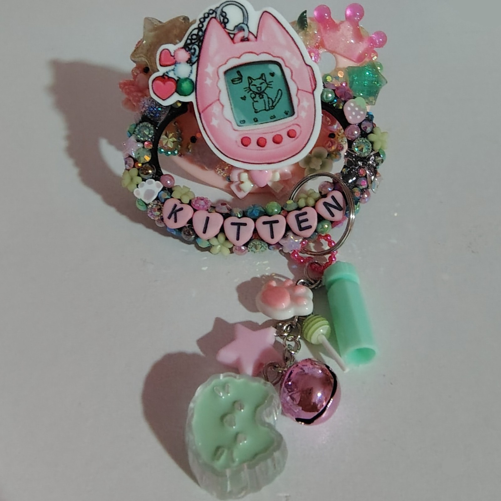 Cute Kitty tamagotchi "Kitten" Pink And Black Adult Deco Pacifier