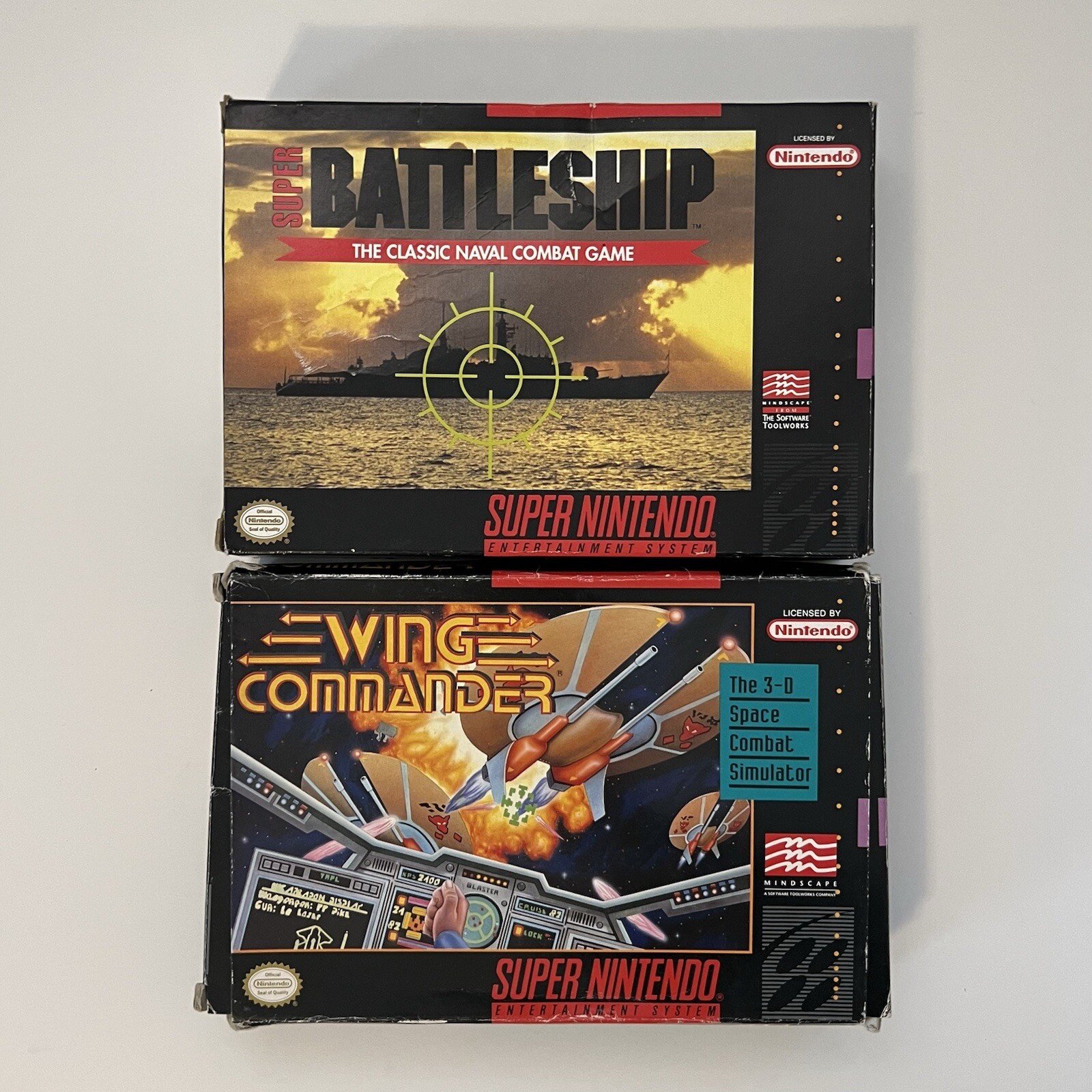 Battleship (Box/Manual Only) & Wing Commander (Box Only) Super Nintendo SNES