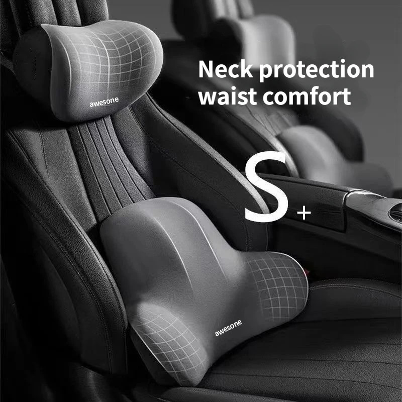 Car Neck Headrest Pillow Waist Cushion Lumbar Support Backrest Travel Cushion