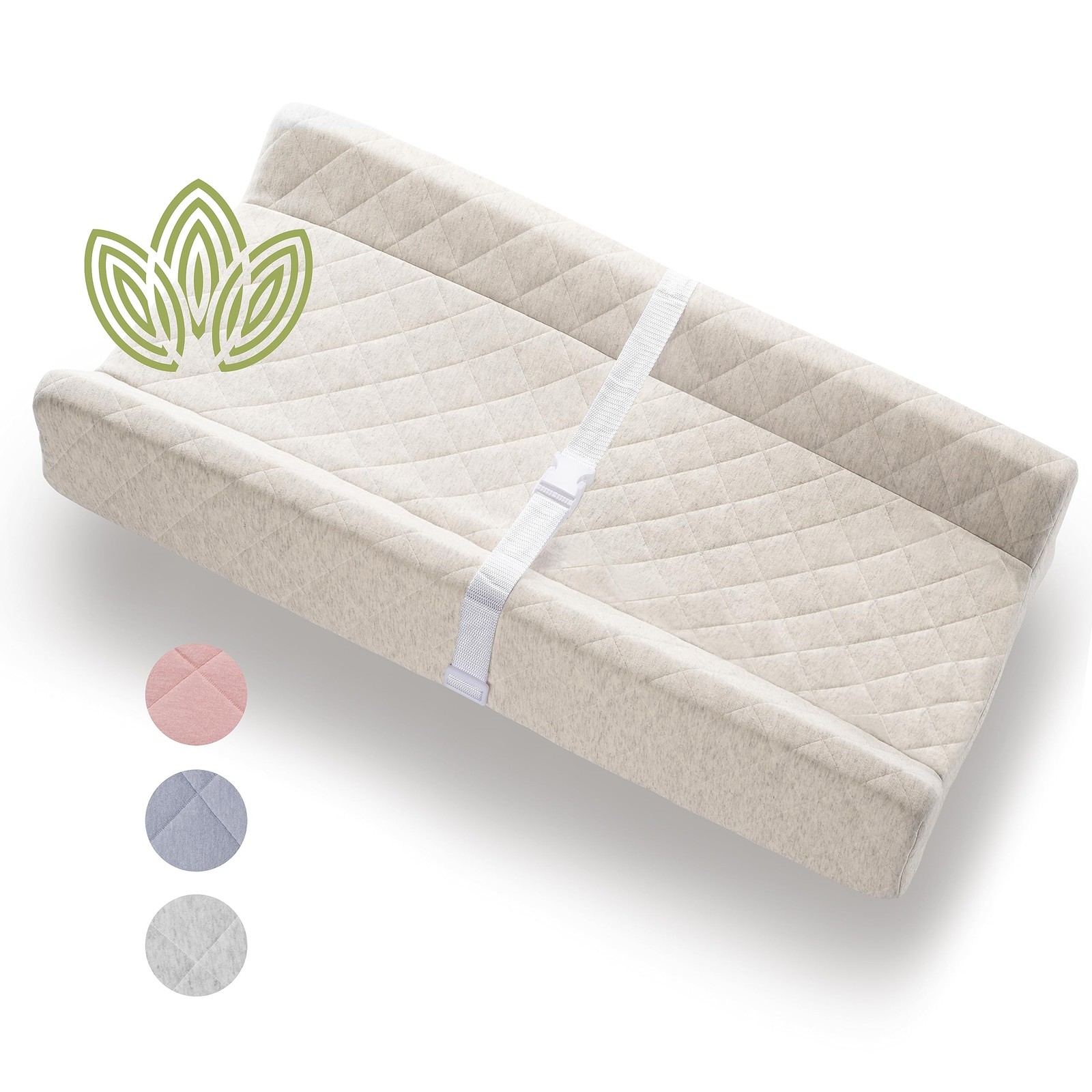 Organic Cotton Contoured Baby Changing Pad w/Waterproof Foam Mattress, Includ...