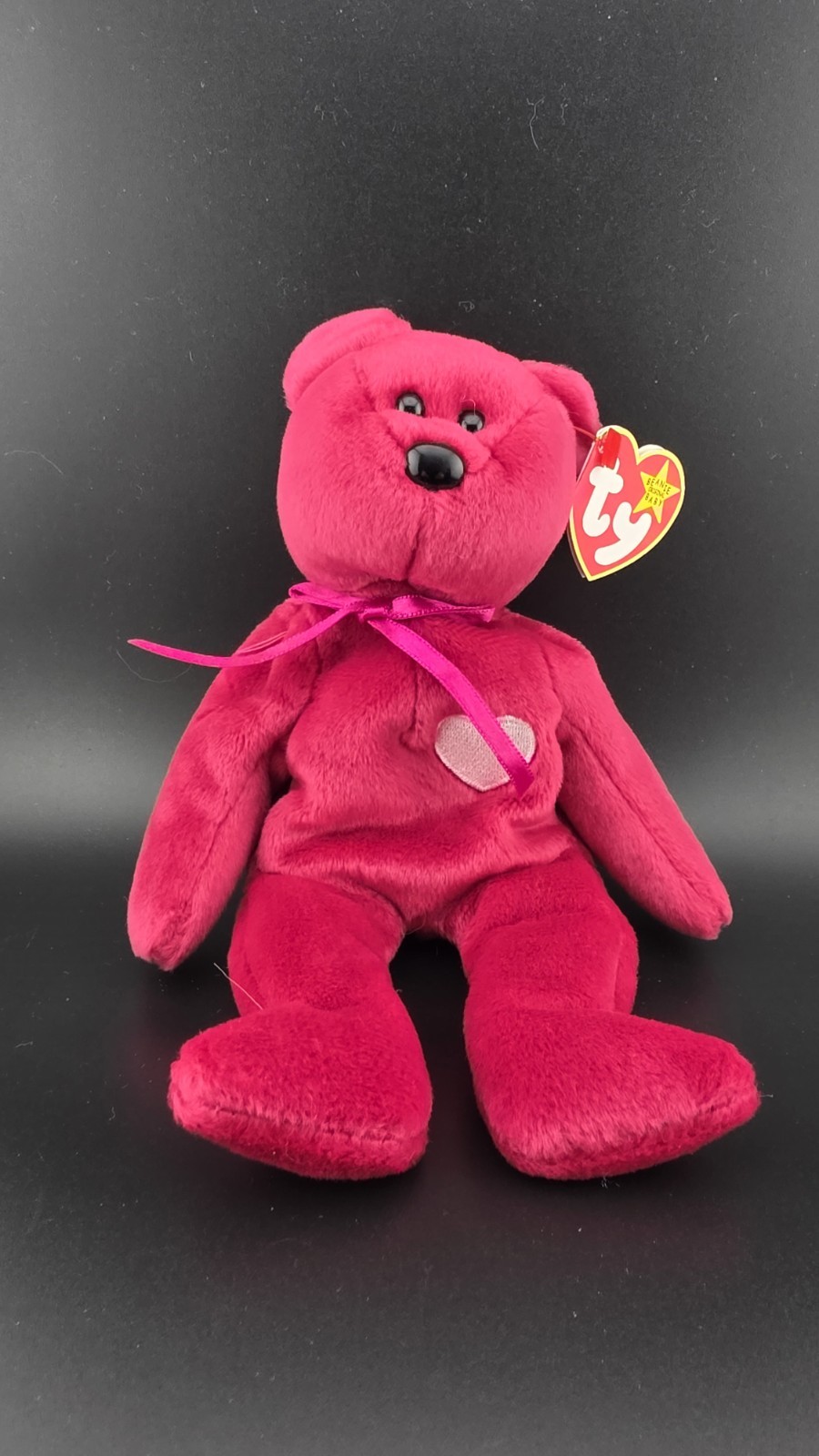 Ty Beanie Baby Plush - Valentina - MWMT, 1998 Pink Bear, Valentine Day, Retired