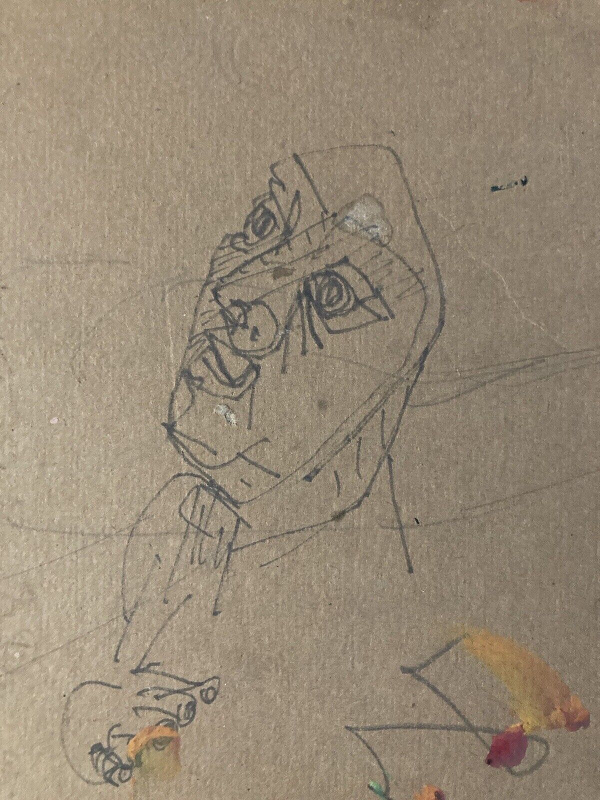 Très Beau Dessin Cubisme 1950 Visage Tête Portrait Cubiste Encre A Identifier