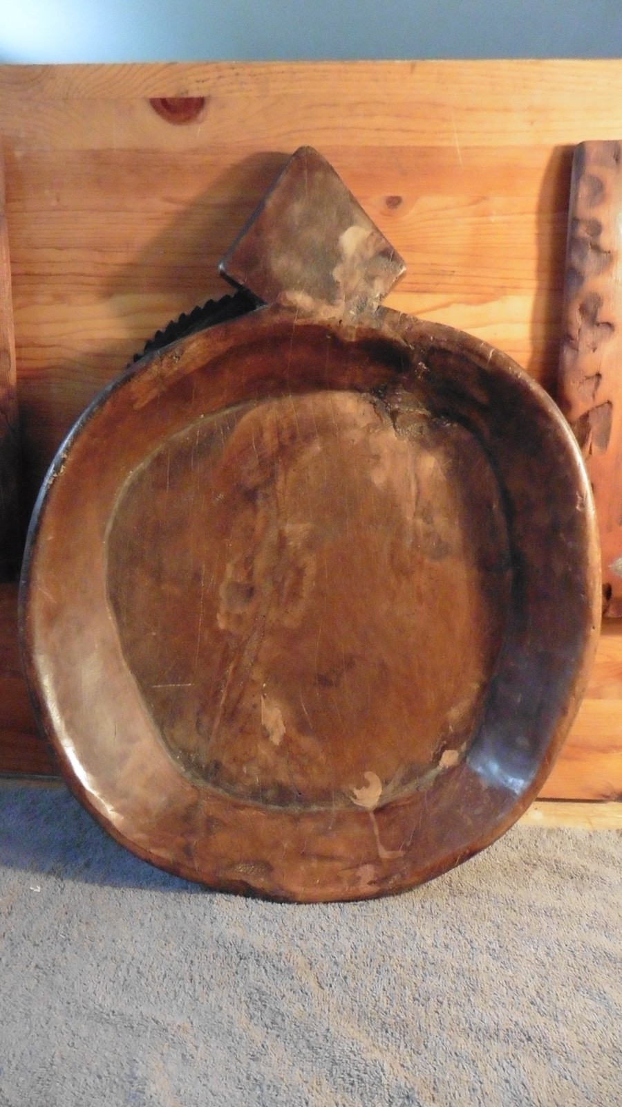 Antique Wooden Primitive Deep Kitchen Trough Kneading Bread Dough Bowl English