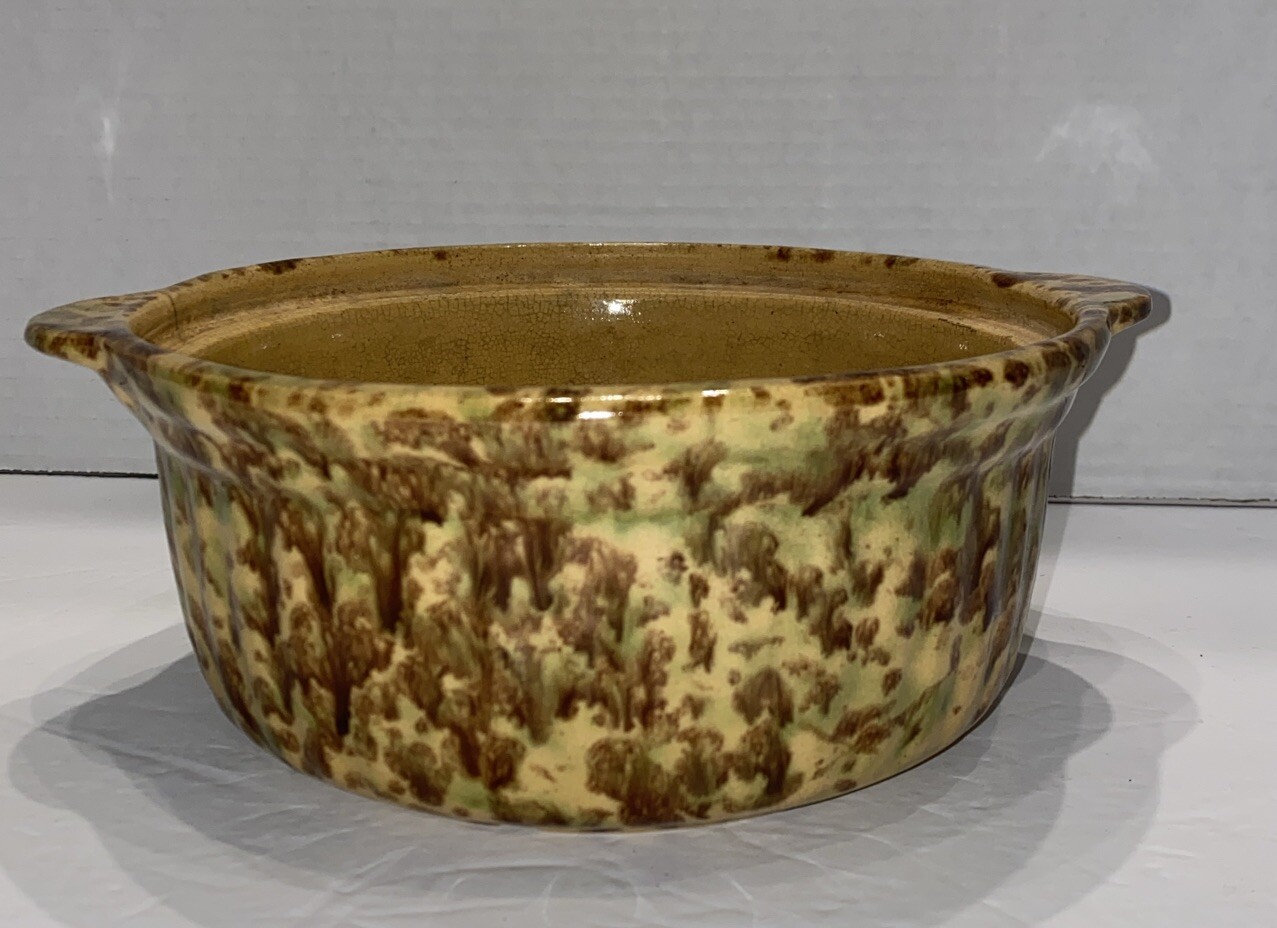 Antique Spongeware Spatterware Casserole Dish Hand Made Ceramic *NO Lid