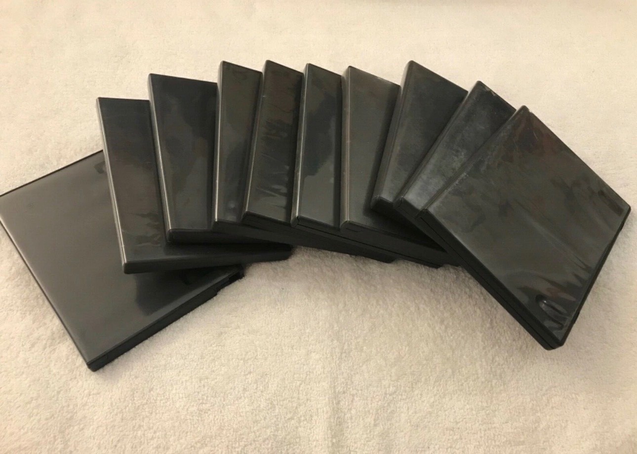 100 Black Standard DVD Cases Empty Replacement 14mm Single Disc Lot Bulk Pack