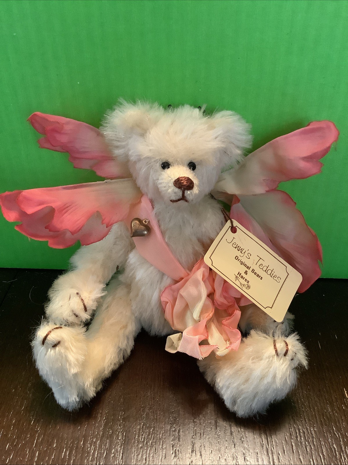 7” Fairy Collectible Bear By Jenny’s Teddies White Mohair