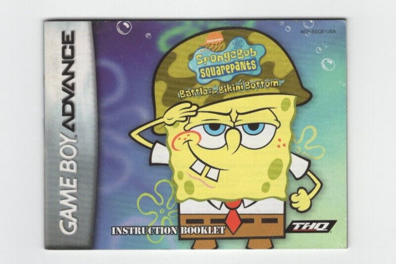 Spongebob Squarepants Battle for Bikini Bottom Game Boy Advance GBA Manual Only