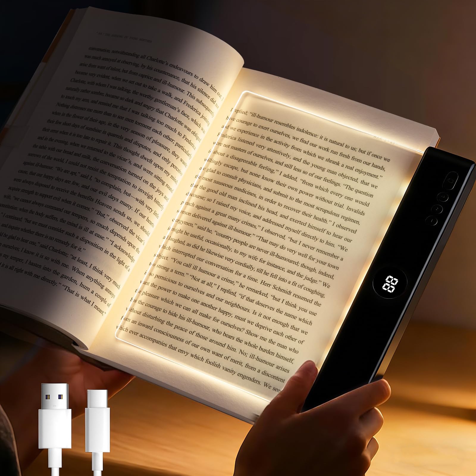 Rechargeable LED Book Light Panel Full Page Reading Lamp
