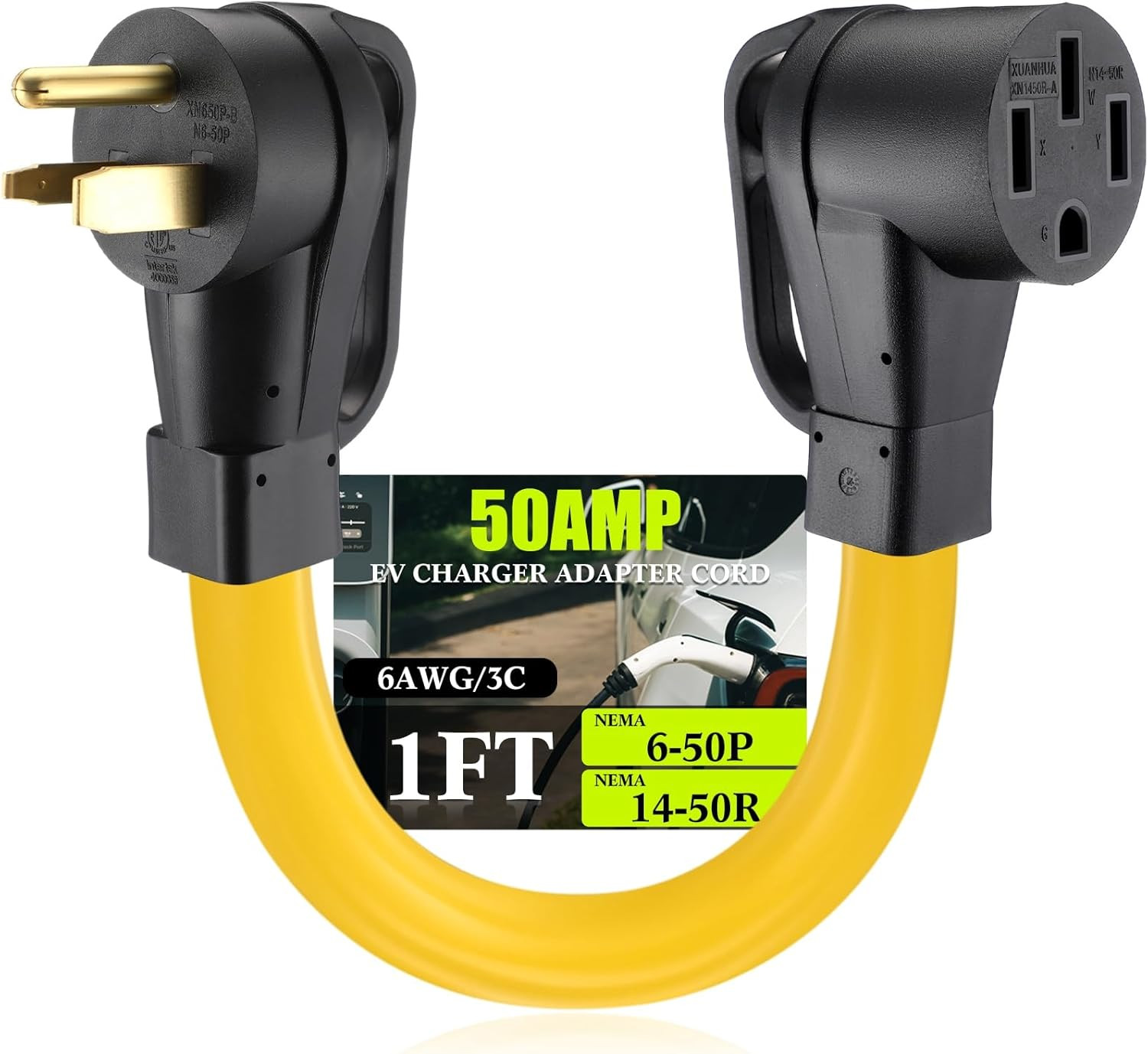 6-50P to 14-50R 50Amp 6AWG Adapter Cord EV Charger Adapter Cord Compatible with 