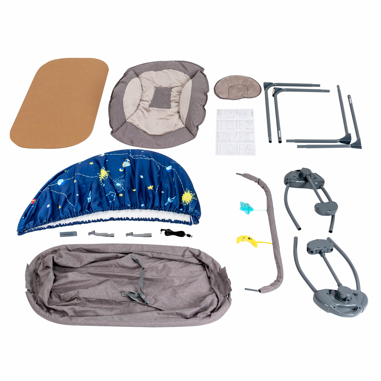 Electric Baby Cradle Crib Infant Auto-Swing Bed Rocker Bluetooth Remote Control