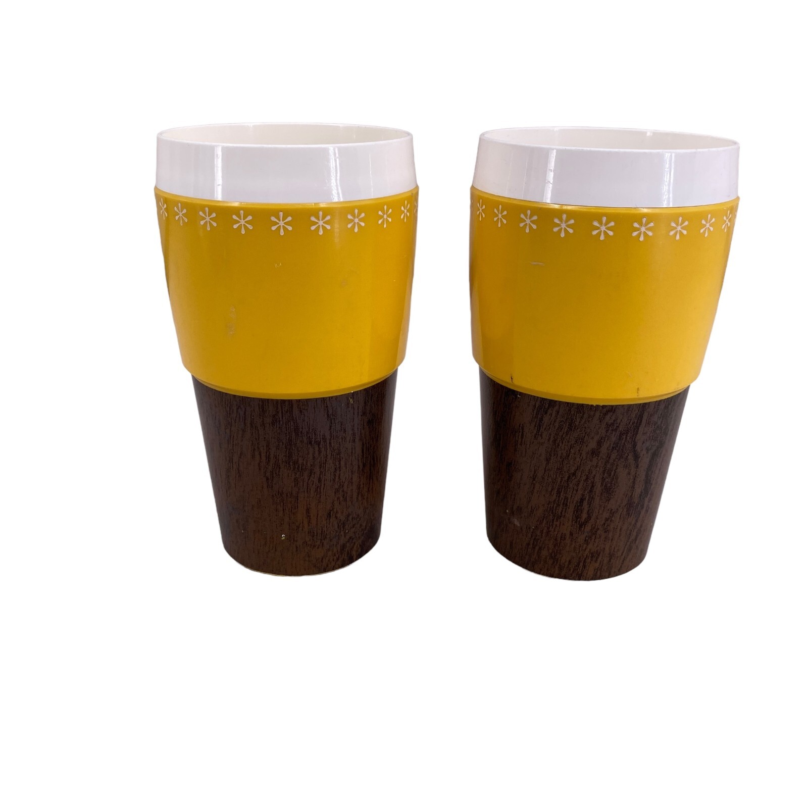 Thermoware 12 oz Cups Matching Yellow Faux Wood New-Mar Woodhue Lot of 2