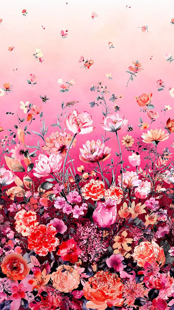 KAUFMAN - Ruby Rose by Lauren Wan - Florals Poppy - Panel - PL1320