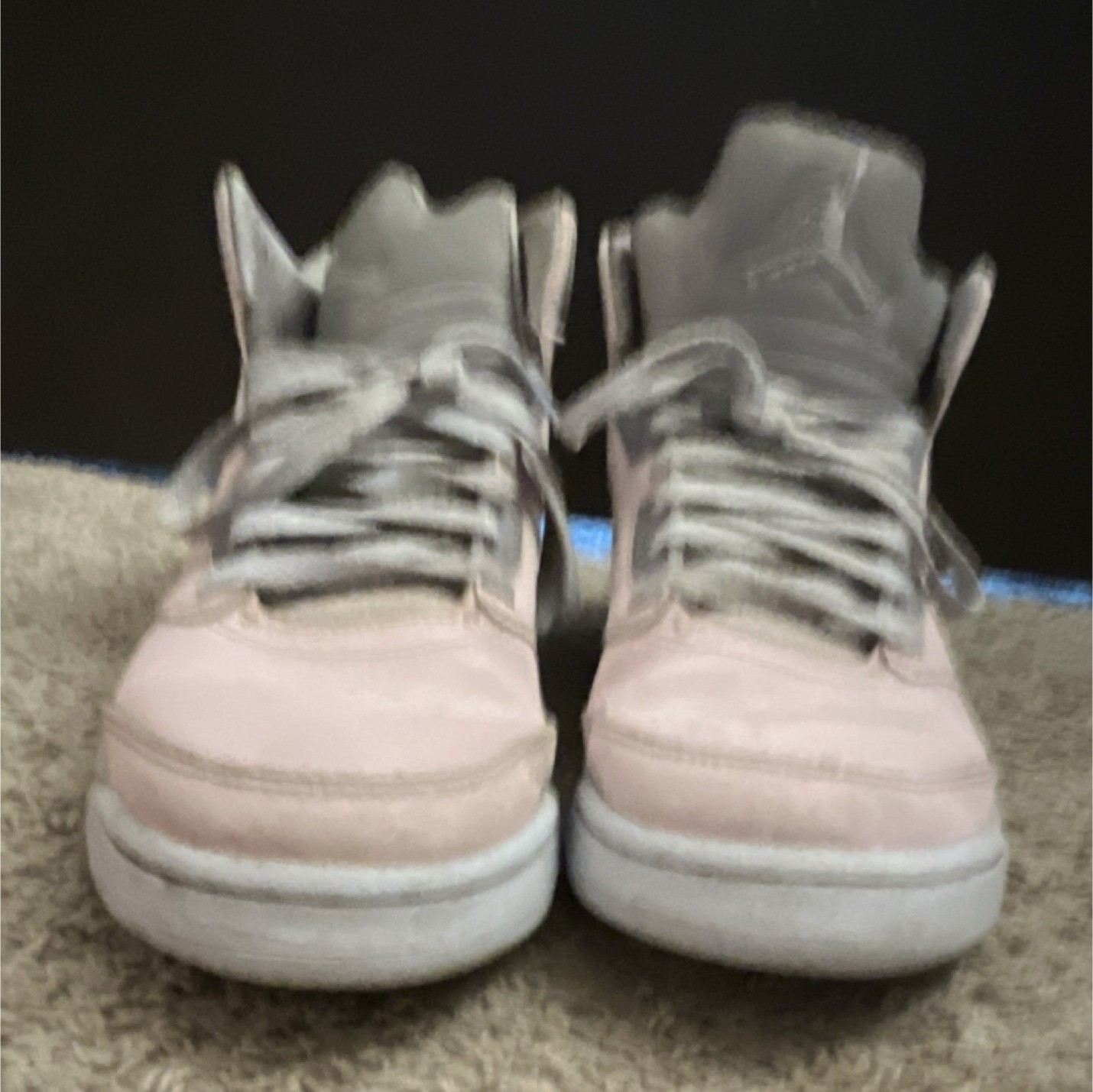 Jordan Girls' Pink Gray White High Top Lace Up Sneakers Athletic Shoes