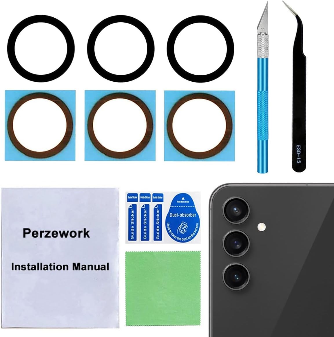 2 Set Back Rear Camera Lens Glass Replacement for Samsung Galaxy S23 FE