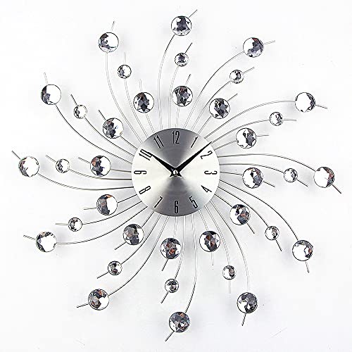 Modern 3D Crystal Wall Clock - Celebration Decorative Rotating Radiation-33cm
