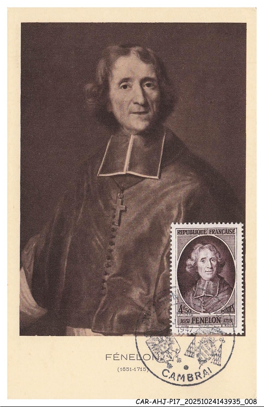 CAR-AHJP17-0781-MAXIMUN Card - Fénelon - 1947