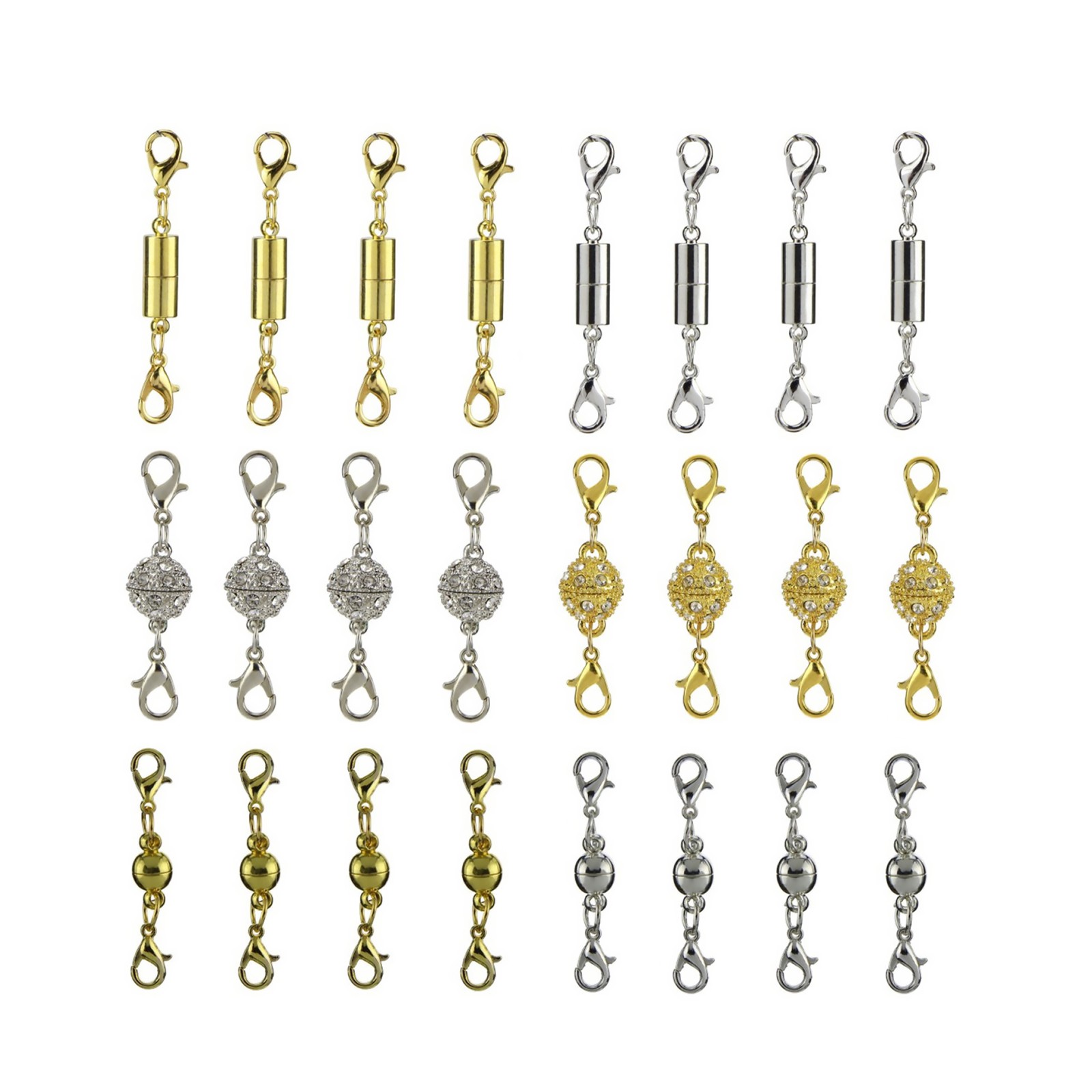 24PCS Magnetic Clasps Lobster Clasp Extender Kit For Jewelry Necklace DIY