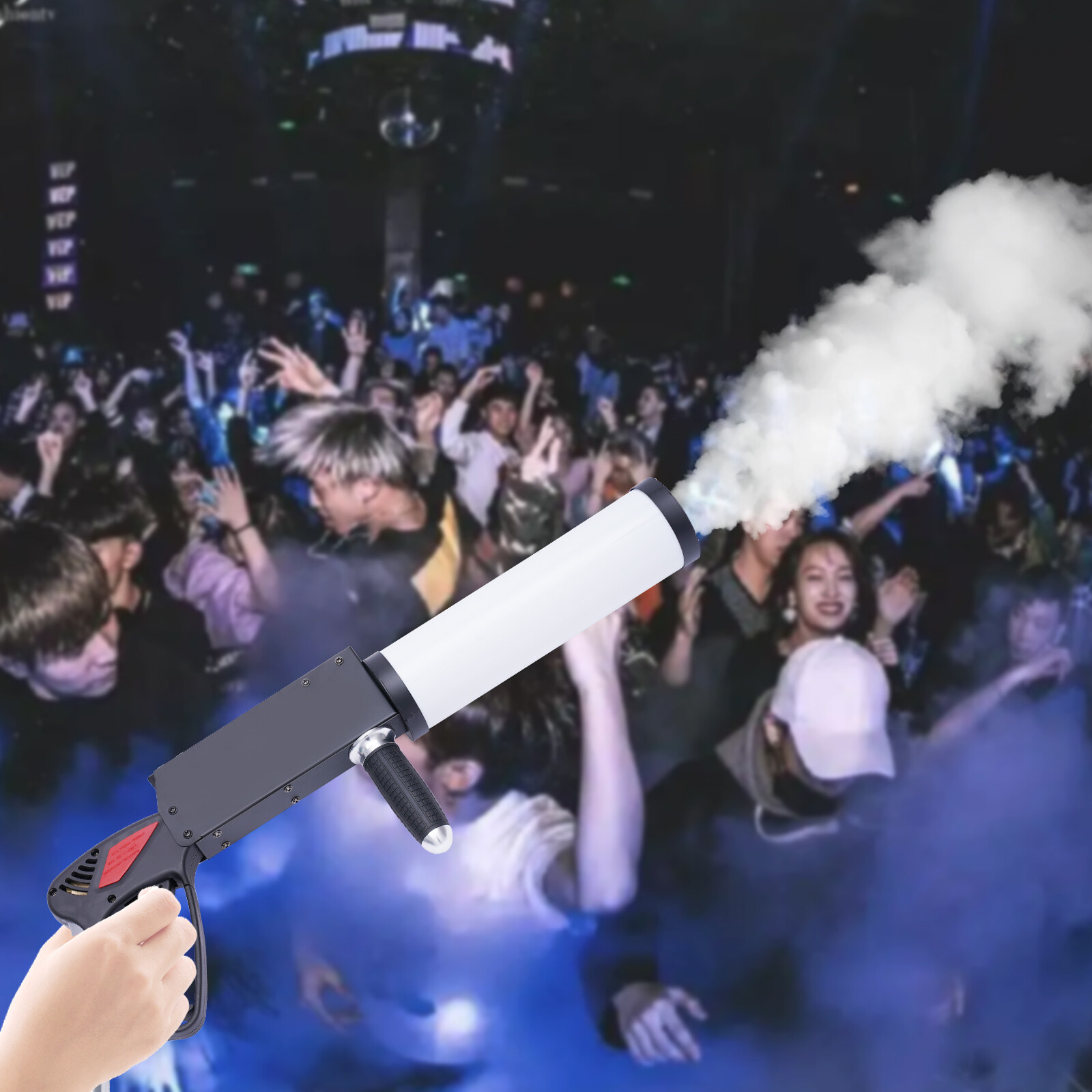 Handheld Fog Gun LED CO2 Fog Cannon Special Effects Fog Machine Gun Party Bar DJ