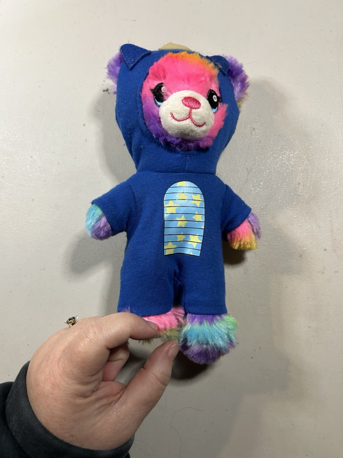 Build A Bear 10 Tie Dye Bear Wearing A Blue Dinosaur Costume Stuffed Plush