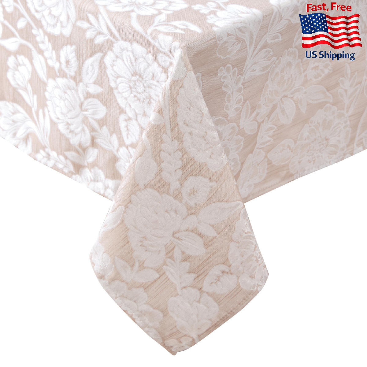 Laura Ashley Annaleigh Jacquard Tablecloth, Wrinkle Resistant, Dining, Floral