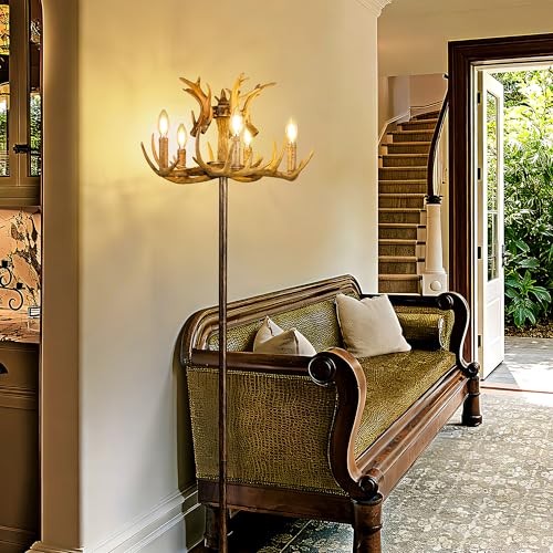  Bronze Floor Lamp for Living Room, Farmhouse Floor Lamps for Bedroom, Vintage 