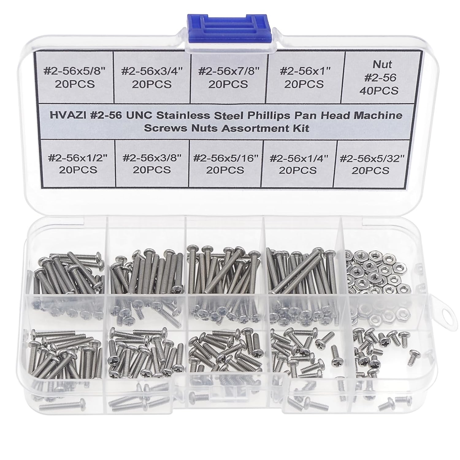 2-56 Unc Stainless Steel Phillips Pan Head Machine Screws Nuts Assortment Kit (2