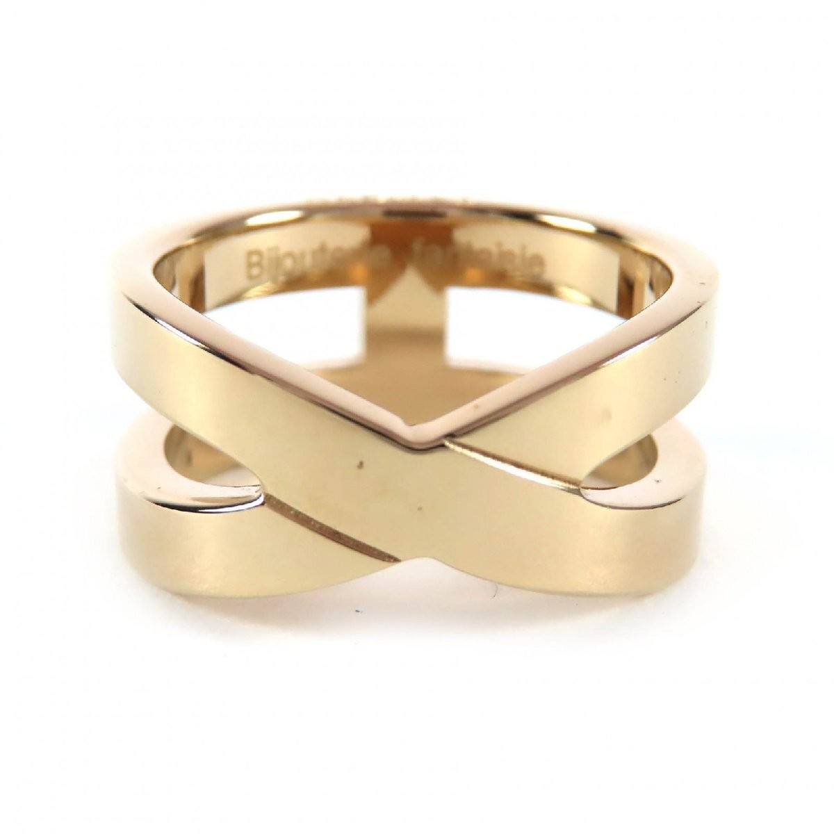 HERMES Scarf Ring Ribbon H Motif Metal Width 1.2cm Gold with Box Women's