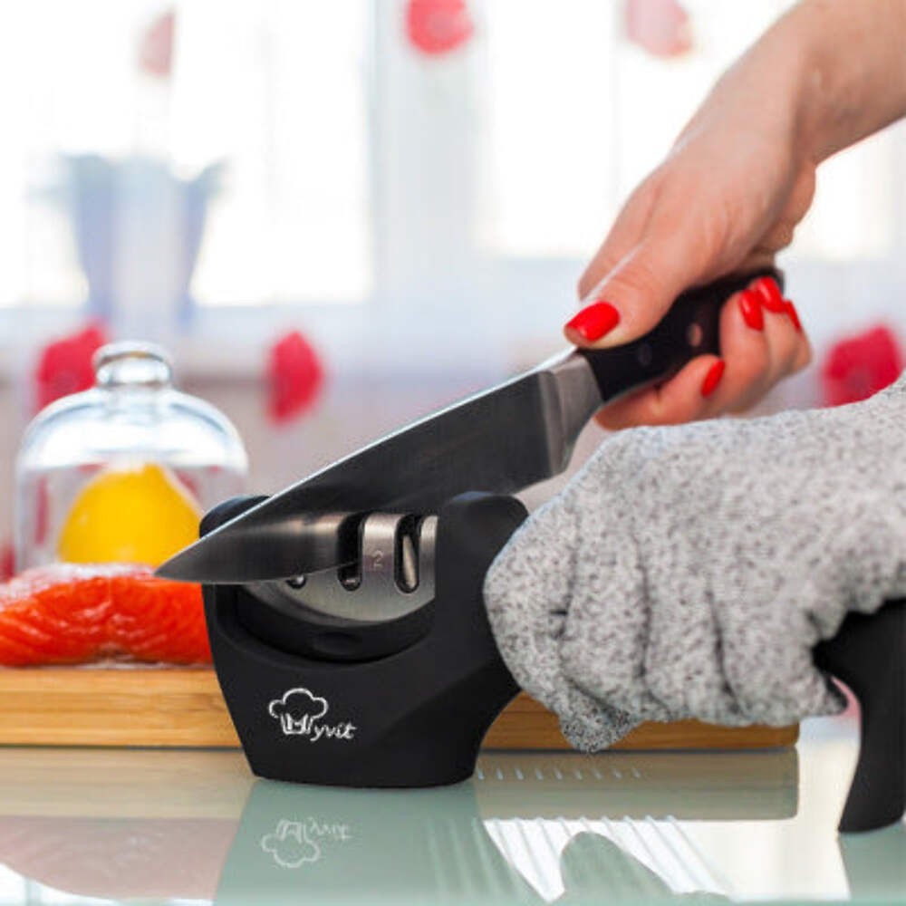 Multifunctional Vertical Knife Sharpener with Masonry Particle Technology