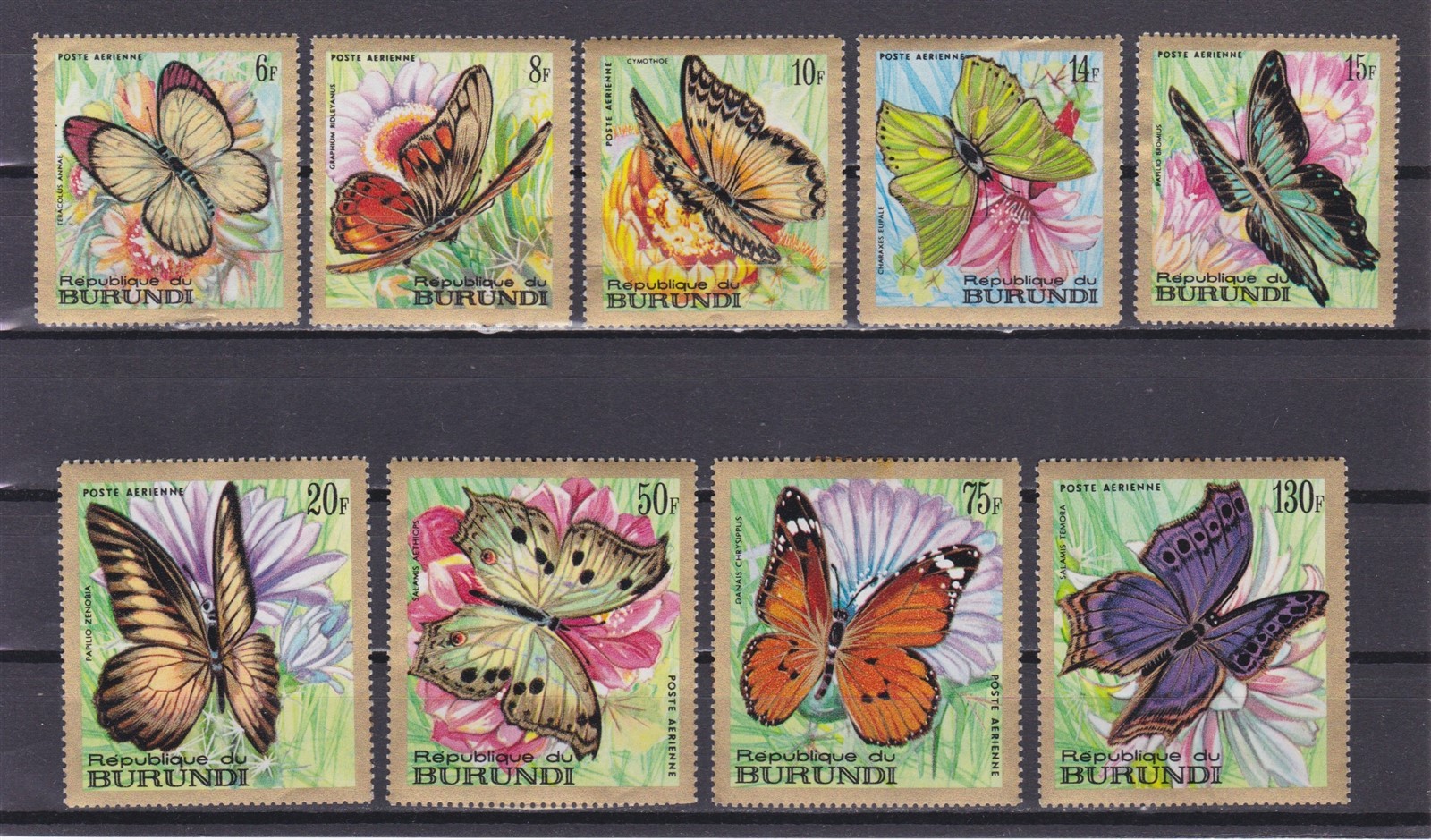 BURUNDI 1968, Sc# C66-C74, CV $55, Butterflies, MH
