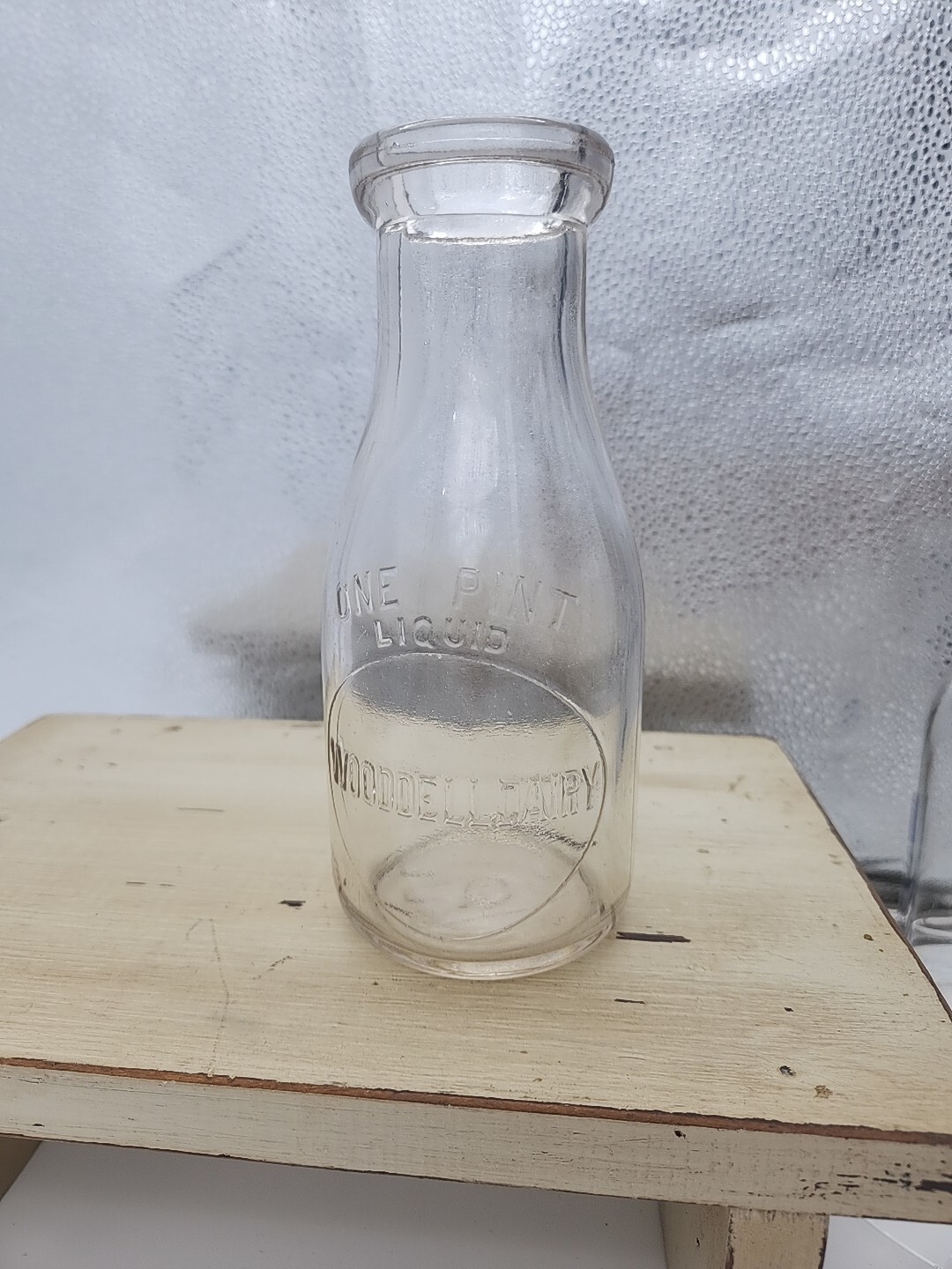 Vintage WOODDELL Dairy Milk Bottle Pint Embossed Granville,NY