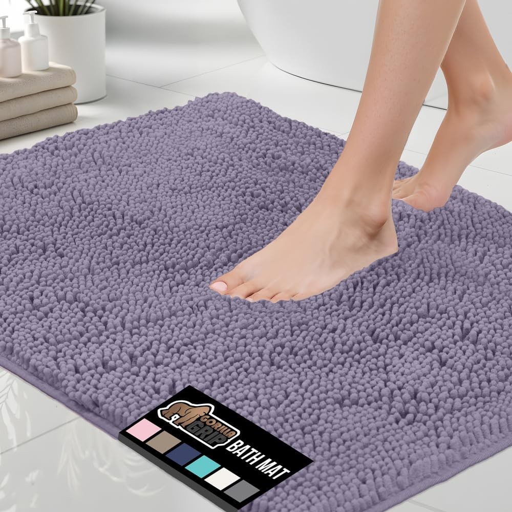 Bath Rug Mat 24 x 17 Thick Soft Absorbent Chenille Gorilla Grip Quick Microfiber